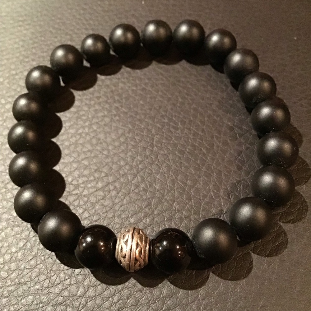 Black and Silver Mala Bracelet